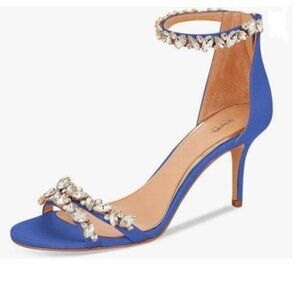 XYD Royal Blue High Heel Rhinestone Strappy Sandals Open Toe Ankle Strap Shoes